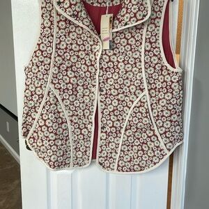 Floral Quilted Vest with Cream Accents